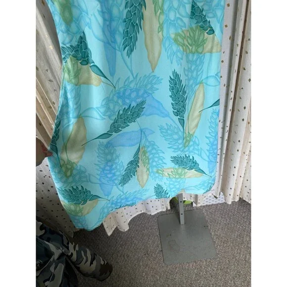 Iolani Hawaiian Tropical Ginger Flowers Batik Midi Slip Dress L - Picture 3 of 5